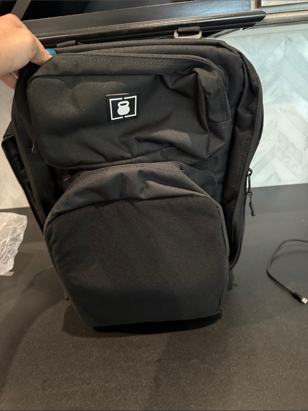Black Men's Everyday Backpack with Front Organizer Pocket